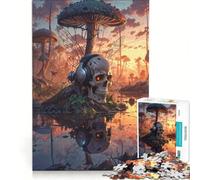 Puzzle per adulti da 1000 pezzi con funghi palude teschio e musica Gioco pratico rilassante e stimolante per la mente ideale come regalo di compleanno o da viaggio 38x52cm