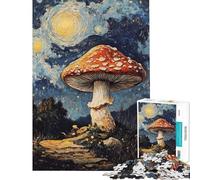 Puzzle per adulti da 1000 pezzi con funghi sotto una notte stellata giocattolo decorativo da parete per adulti compleanno e Natale (dimensioni 50x75cm)