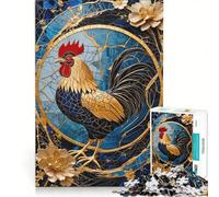 Puzzle per adulti da 1000 pezzi con gallina e gallo, arte Kintsugi, gioco rompicapo, antistress, lista dei desideri con Babbo Natale 50x75cm