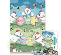 Puzzle per adulti da 1000 pezzi con galline e uova di Pasqua,ritaglio preciso,gioco creativo,giocattolo rilassante,regalo di Natale tranquillo (50x75cm)