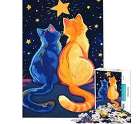 Puzzle per adulti da 1000 pezzi con gatti che guardano una notte stellata Puzzle da 1000 pezzi decorazione da parete donne e adulti (50x75cm)