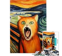 Puzzle per adulti da 1000 pezzi con gatti che urlano e disegni divertenti da fare a casa per migliorare la memoria e ridurre lo stress adatto a partire dai 14 anni (38x26cm)