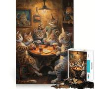 Puzzle per adulti da 1000 pezzi con gatti e birra in una taverna,taglio premium,gioco intelligente,giocattolo per stimolare la mente,divertimento per il tempo libero,regalo di Natale (50x75cm)
