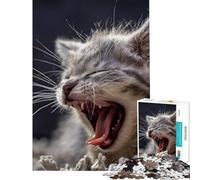 Puzzle per adulti da 1000 pezzi con gattino che sbadiglia gioco impossibile giocattolo educativo regalo di Babbo Natale segreto per divertimento in famiglia (dimensioni 50x75cm)