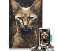 Puzzle per adulti da 1000 pezzi con gatto abissino e poteri magici, gioco divertente, rilassante e stimolante per la mente, ideale come elemento della lista dei desideri con Babbo Natale 38x26cm