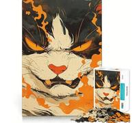 Puzzle per adulti da 1000 pezzi con gatto arrabbiato e aura infuocata,gioco di logica,taglio di precisione,bordi lisci,regalo perfetto per riunioni di famiglia (38x52cm)