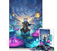 Puzzle per adulti da 1000 pezzi con gatto,capitano,ninfea,lago,bordo preciso,arte,gioco creativo,gioco per momenti di relax,pezzo d'arte natalizio (50x75cm)