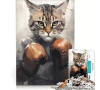 Puzzle per adulti da 1000 pezzi con gatto che fa boxe con guantoni rossi, gioco rilassante, ideale per passare il tempo durante le vacanze, un regalo perfetto per gli appassionati di videogiochi