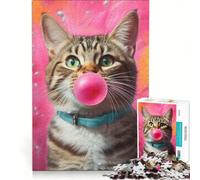 Puzzle per adulti da 1000 pezzi con gatto che fa le bolle, gioco rompicapo, per divertimento in famiglia, lista dei desideri con Babbo Natale 50x75cm
