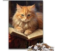 Puzzle per adulti da 1000 pezzi con gatto che legge un libro, puzzle impegnativi, dimensioni 50x75cm, regalo per la sfida del cervello, attività educativa per adolescenti