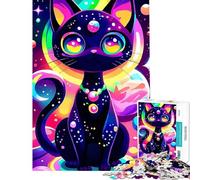 Puzzle per adulti da 1000 pezzi con gatto cosmico colorato difficile e stimolante regalo per donne giocattolo decorativo da parete per maggiori di 14 anni (38x26cm)
