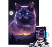 Puzzle per adulti da 1000 pezzi con gatto cosmico in un paesaggio montano Gioco rilassante che stimola l'intelligenza e crea dipendenza Regalo di compleanno ideale per il divertimento in famiglia