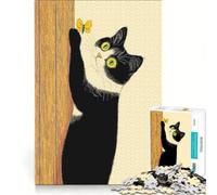Puzzle per adulti da 1000 pezzi con gatto curioso e farfalla, giocattolo educativo, ideale per passare il tempo durante le vacanze, regalo di compleanno, regalo 38x52cm