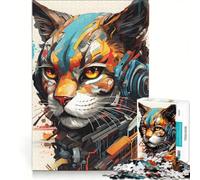 Puzzle per adulti da 1000 pezzi con gatto cyborg e testa di robot, gioco rilassante, migliora la memoria, compleanno e Natale 50x75cm