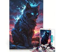Puzzle per adulti da 1000 pezzi con gatto dalla fiamma blu mistica gioco pratico rilassante e stimolante per la mente regalo di compleanno regalo di viaggio 38x26cm
