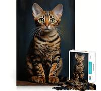 Puzzle per adulti da 1000 pezzi con gatto del Bengala,gioco di logica a incastro,gioco facile da giocare,decorazione natalizia da parete (38x52cm)