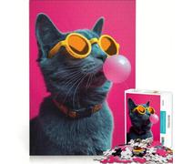 Puzzle per adulti da 1000 pezzi con gatto e gomma da masticare, gioco rompicapo, per divertimento in famiglia, lista dei desideri con Babbo Natale 38x26cm