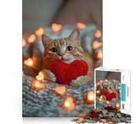 Puzzle per adulti da 1000 pezzi con gatto e luci a forma di cuore,incastro perfetto,gioco di logica e divertimento,ideale per momenti di relax,compleanno e hobby (50x75cm)