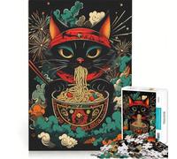 Puzzle per adulti da 1000 pezzi con gatto e ramen in stile giapponese gioco pratico taglio di precisione regalo di compleanno o unico 38x52cm