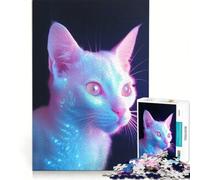 Puzzle per adulti da 1000 pezzi con gatto fluorescente al neon gioco rilassante migliora la memoria compleanno e Natale 38x52cm