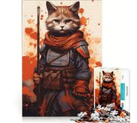 Puzzle per adulti da 1000 pezzi con gatto guerriero giapponese, gioco rompicapo, difficile, compleanno e Natale 50x75cm