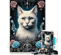 Puzzle per adulti da 1000 pezzi con gatto in stile gotico e rockabilly,taglio preciso,gioco cognitivo,rilassante,decorazione natalizia da parete (38x52cm)