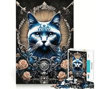 Puzzle per adulti da 1000 pezzi con gatto in stile gotico e rockabilly,taglio preciso,gioco cognitivo,rilassante,decorazione natalizia da parete (50x75cm)