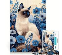 Puzzle per adulti da 1000 pezzi con gatto in un fiore viola nel mare,gioco di precisione,giocattolo stimolante per la mente,gioco libero,regalo di compleanno (38x52cm)