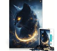 Puzzle per adulti da 1000 pezzi con gatto magico nero,attività di gioco di precisione,gioco rilassante,regalo di Natale tranquillo 38x52cm