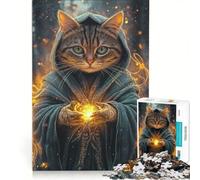 Puzzle per adulti da 1000 pezzi con gatto mago e poteri magici giocattolo antistress interazione genitore-figlio compleanno e altre occasioni 50x75cm