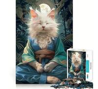 Puzzle per adulti da 1000 pezzi con gatto,monaco,meditazione,mistico,gioco di precisione,giocattolo intelligente per la mente,gioco libero,regalo di compleanno,regalo per la mente (38x52cm)