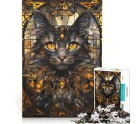 Puzzle per adulti da 1000 pezzi con gatto nero e arte Kintsugi, giocattolo educativo, ideale per passare il tempo durante le vacanze, regalo per amici e familiari 50x75cm