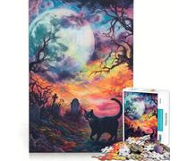 Puzzle per adulti da 1000 pezzi con gatto nero in un cimitero, giocattolo educativo, ideale per passare il tempo durante le vacanze, regalo per amici e familiari 50x75cm