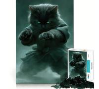 Puzzle per adulti da 1000 pezzi con gatto nero ninja e disegni dai tagli netti,gioco divertente per la concentrazione,momento di relax,regalo di Natale 50x75cm