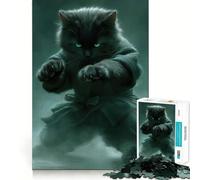 Puzzle per adulti da 1000 pezzi con gatto nero ninja e incastro perfetto,ideale come gioco di concentrazione,per rilassarsi o come regalo di compleanno 38x52cm