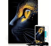 Puzzle per adulti da 1000 pezzi con gatto nero,primo piano,animale,ritaglio preciso,arte,gioco cognitivo divertente,gioco per il tempo libero,divertente,regalo di Natale rilassante (38x52cm)