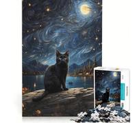 Puzzle per adulti da 1000 pezzi con gatto nero randagio gioco educativo decorazione per la casa ideale come regalo 38x52cm
