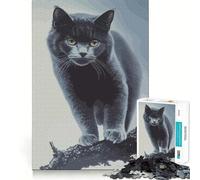 Puzzle per adulti da 1000 pezzi con gatto nero,stile vintage,bordi netti,gioco di costruzione che favorisce la concentrazione,divertimento a ritmo lento,regalo di Natale per il tempo libero 50x75cm