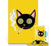 Puzzle per adulti da 1000 pezzi con gatto psichedelico che fuma, gioco di logica a incastro preciso, divertimento assicurato, regalo di compleanno (38x52cm)