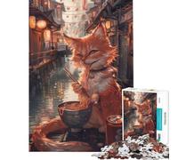 Puzzle per adulti da 1000 pezzi con gatto spaghetti noodles Asia giochi rilassanti gioco educativo sfida giocattolo regalo di compleanno taglio di precisione (dimensioni 75x50cm)