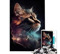Puzzle per adulti da 1000 pezzi con gatto spaziale e stella celeste Divertimento a casa migliora la memoria giochi rilassanti per maggiori di 14 anni (38x52cm)