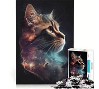 Puzzle per adulti da 1000 pezzi con gatto spaziale e stella celeste gioco divertente rilassante e stimolante per la mente ideale per rafforzare l'amore di coppia 38x52cm