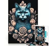 Puzzle per adulti da 1000 pezzi con gatto,stile gotico e rockabilly,con bordi precisi,gioco creativo per sviluppare abilità,ideale per momenti di relax,a tema natalizio (50x75cm)