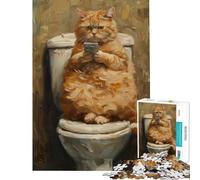 Puzzle per adulti da 1000 pezzi con gatto telefono gabinetto e messaggi Una sfida da completare per il divertimento di tutta la famiglia Giochi divertenti per ragazzi dai 14 anni in su (50x75cm)