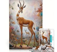 Puzzle per adulti da 1000 pezzi con gazzella surreale e stravagante ideale per tutta la famiglia antistress con poster abbinato e foglio di curiosità 50x75cm