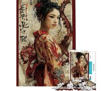 Puzzle per adulti da 1000 pezzi con geisha e drago in stile retrò ideale per adolescenti perfetto per passare il tempo durante le vacanze o come regalo di compleanno o di Natale 38x26cm