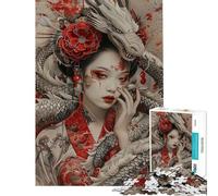Puzzle per adulti da 1000 pezzi con geisha e samurai giapponesi ideale per adolescenti perfetto per passare il tempo durante le vacanze come regalo di compleanno o di Natale 38x26cm