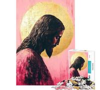 Puzzle per adulti da 1000 pezzi con Gesù e il sole dorato gioco rompicapo per adulti decorazione da parete regalo per amici e familiari (dimensioni 50x75cm)