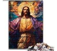 Puzzle per adulti da 1000 pezzi con Gesù in vetro colorato, impegnativo gioco d'arte fai da te per appassionati, regalo perfetto per rilassarsi 50X75cm