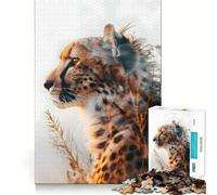 Puzzle per adulti da 1000 pezzi con ghepardi,alba,caccia,taglio pulito,arte,logica,gioco divertente e rilassante,regalo di Natale (50x75cm)